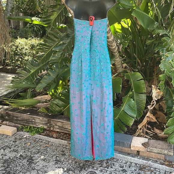 Papel boutique evening, silk floral beaded strapless gown - Picture 5 of 12